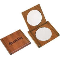 Solid rosewood double mirror compact