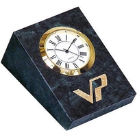 3" Wedge shaped marble desk clock