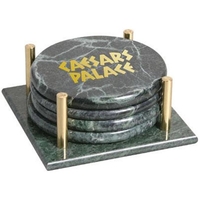 Set of four round marble coasters with stand.... from ASI 31570 Advantage...