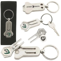 Executive brass divot fixer with a split ring key holder.... from ASI 31570...