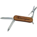 4-function lasered wood handle knife