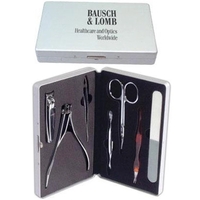 Seven piece manicure set in a hinged aluminum case with black... from ASI...
