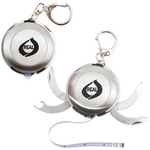 Stainless steel key ring multi-tool with light, tape measure