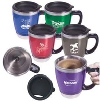 Acrylic/stainless steel Java stir mug with rubber coaster bottom.... from ASI...