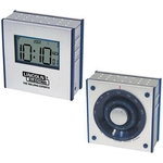 Dual-panel FM clock radio with large LCD screen