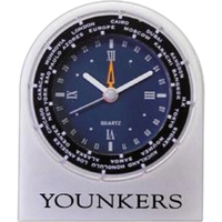 Cast aluminum world time alarm clock