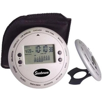 Cast aluminum world time disc clock/calendar with alarm