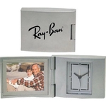 Die-cast aluminum 2" x 1 1/2" photo frame alarm clock