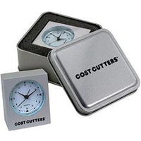 Cast aluminum mini desk alarm clock