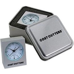 Cast aluminum mini desk alarm clock