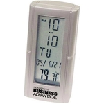 Die-cast metal desk alarm clock with thermometer