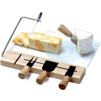 Lucerne - Tempered clear glass cutting cheese board with 4 stainless... from...