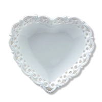 White vitrified porcelain heart shaped candy dish with openwork edge.... from...