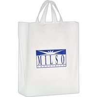 Clear Frosted Soft Loop Shopper Bag w/ Insert - Foil Stamp