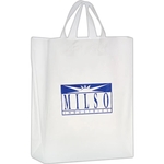 Clear Frosted Soft Loop Shopper Bag w/ Insert - Foil Stamp