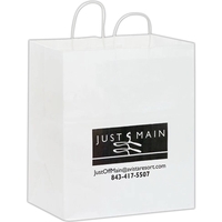 White Kraft Carry-Out Bags - Flexo Ink
