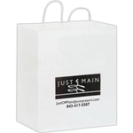 White Kraft Carry-Out Bags - Flexo Ink