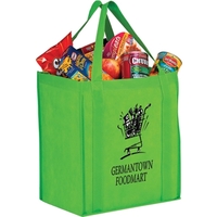 13" x 15" non-woven PP grocery tote with gusset, hanging loop,... from ASI...