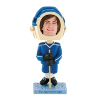 6 1/2" x 2 1/2" hockey bobblehead with slip-in insert section... from ASI...