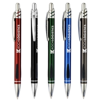 Click-action ballpoint pen with chrome tip, decorative clip and crown and......