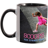 Match full-color, full-wrap decoration to this 11 oz colored inside, rim......