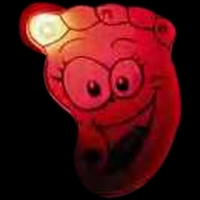 Custom smiley face foot flash lapel pin with flashing light.... from ASI...