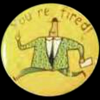 Custom flash lapel pin with "YOU'RE FIRED" logo with blinking flashing......