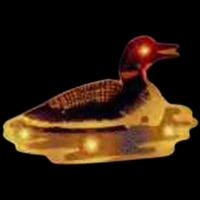 Custom mallard duck shape flash lapel pin with flashing light.... from ASI...