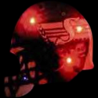 Custom green helmet shape flash lapel pin with flashing light.... from ASI...