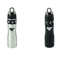 24 oz. Stainless steel water bottle with studded leather band trim.... from...