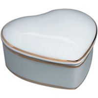 White porcelain heart shape box with gold trim.... from ASI 68878 Mar's Line...