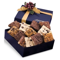 One dozen, home-style chocolate brownies in a navy gift box.... from ASI...