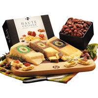 Walnut and Maple cutting board with gourmet cheeses, crackers and almonds.......