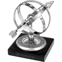 Armillary - Polished silver plated shaped brass / black marble base... from...