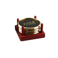 Metal & Leather 4 Coaster Set