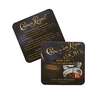 Minimum 2,500, 4" round or square coasters (60pt; 1.5 millimeters thick)......