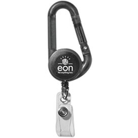 Solid Black - Plastic carabiner retractable badge holder, while quantities...