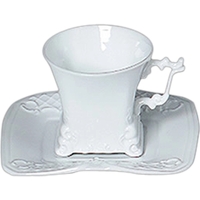 Cup and Saucer Square Shape Fine Porcelain