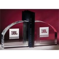 Foundation bookends made of solid optic crystal with a cut and... from ASI...