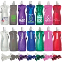 16 oz. bendable sports bottle with carabiner and product information card.......