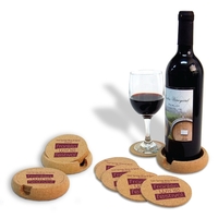 Elegant set of 6 natural cork coasters with wine bottle holder.... from ASI...