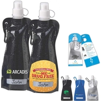 H2O 2 Go - Black reusable collapsible water bottle with carabiner,... from...