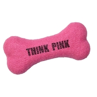 Dog bone shaped rubber pet toy with one-color/one-location screen transfer...