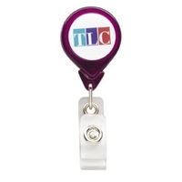 Tear drop shaped badge holder with slide clip & retractable cord.... from ASI...