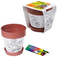 Clay colored plastic planter with fun insert and pack of 4... from ASI 62190...