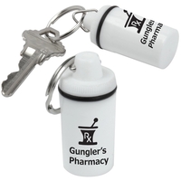 Pill container key tag made of plastic with imprinted graphics.... from ASI...