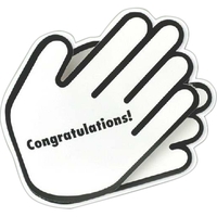 Hands shaped greeting card with applause sound and congratulations...