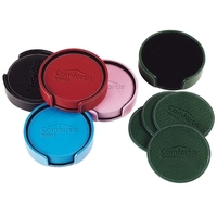 Leather coaster set of 4 with creamy contrast stitch, diameter 3... from ASI...