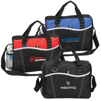 Briefcase with unique waved front packet and two tone debossed trim.... from...