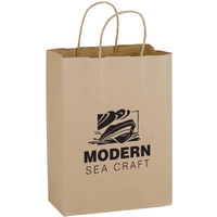 10" x 5" x 13" Kraft paper shopping bag with serrated... from ASI 35290...